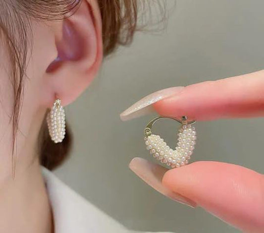 Mini Peral Heart Korean Earrings