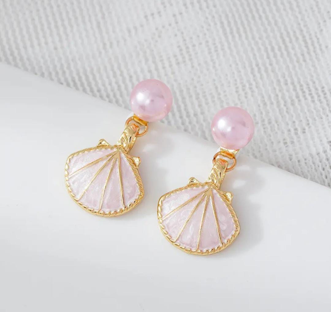 Pearl Shell Drop Korean Earings
