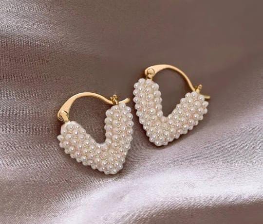 Mini Peral Heart Korean Earrings