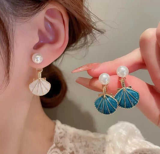 Pearl Shell Drop Korean Earings